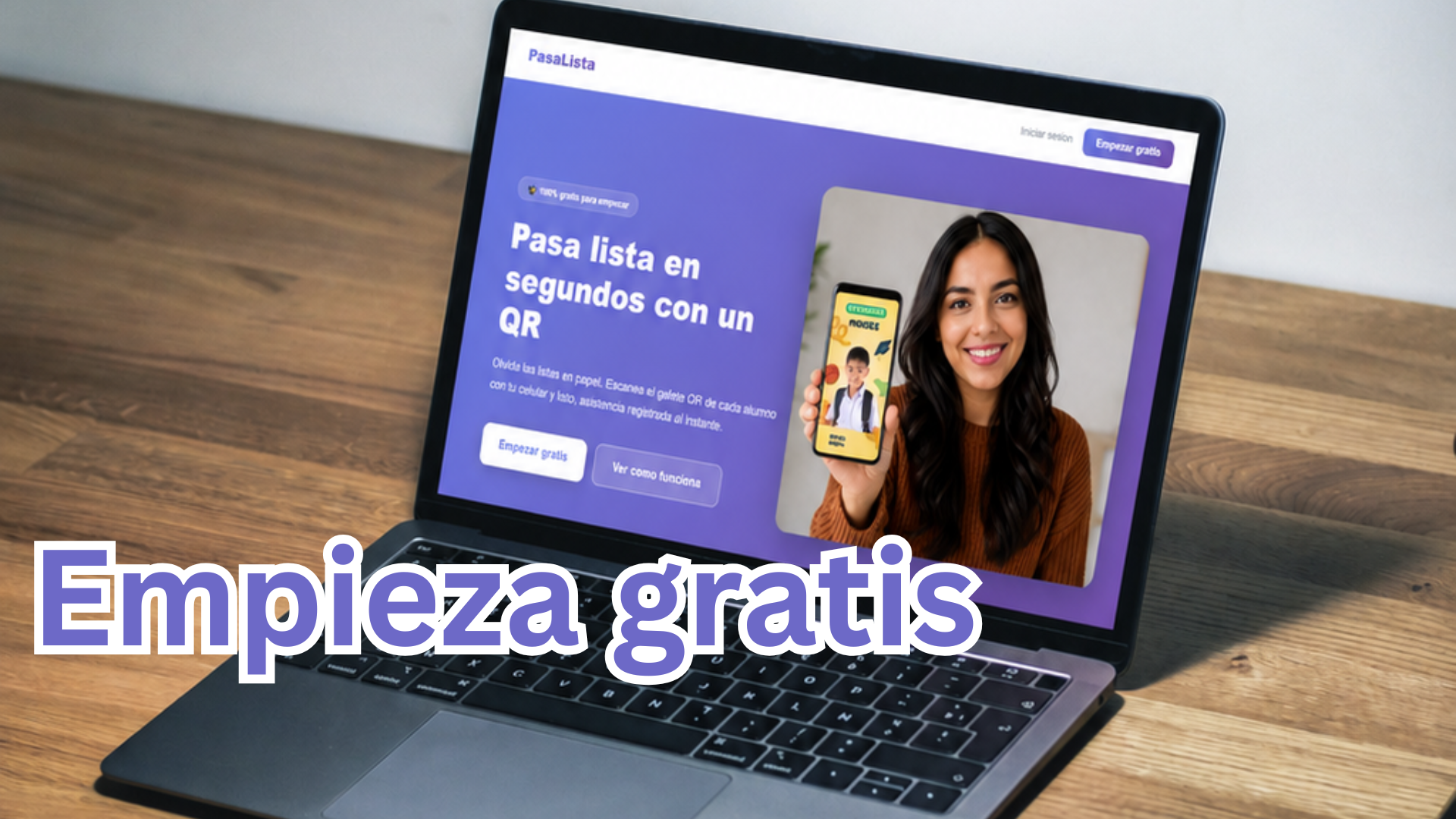 Pagina de registro de PasaLista en laptop